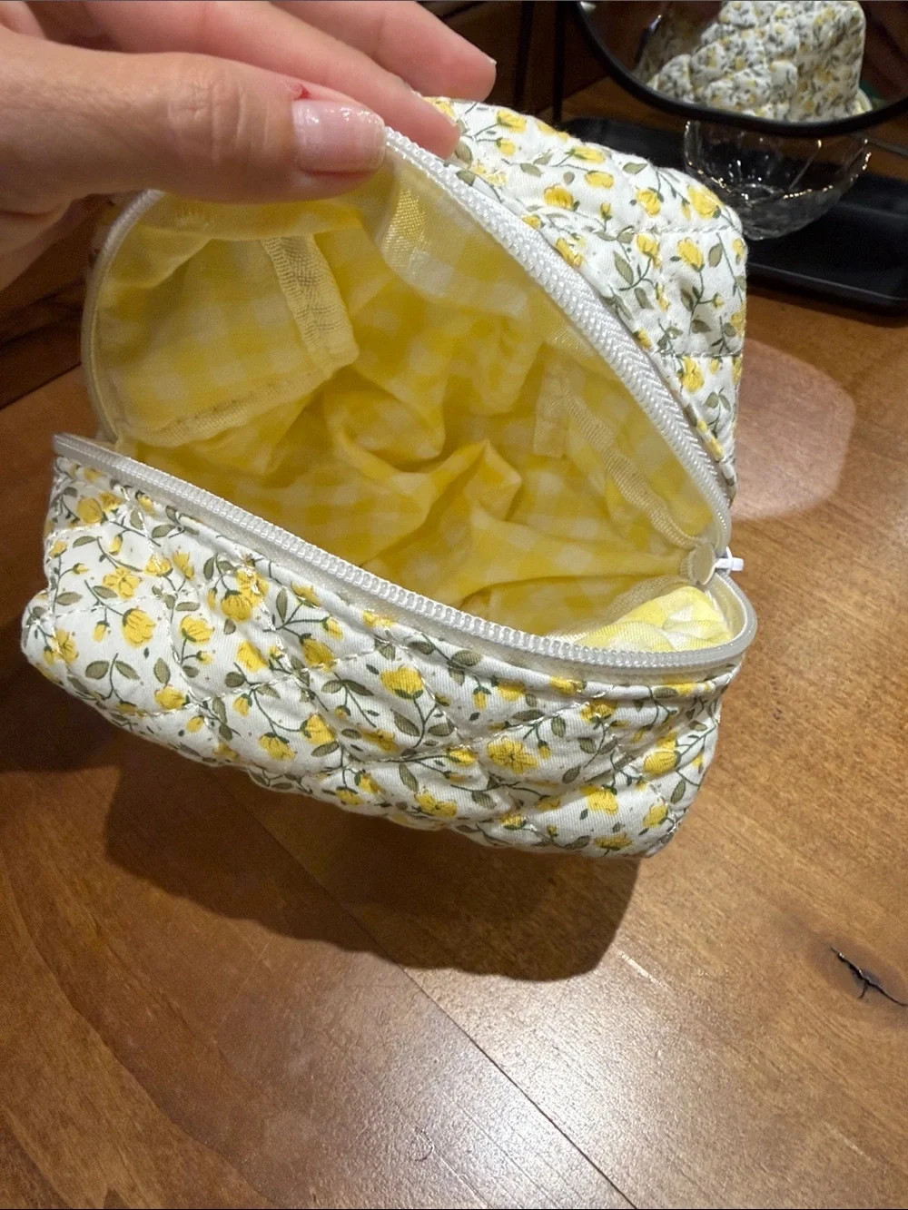 Moon Nude Quilted Cosmetic Pouch in Yellow Floral